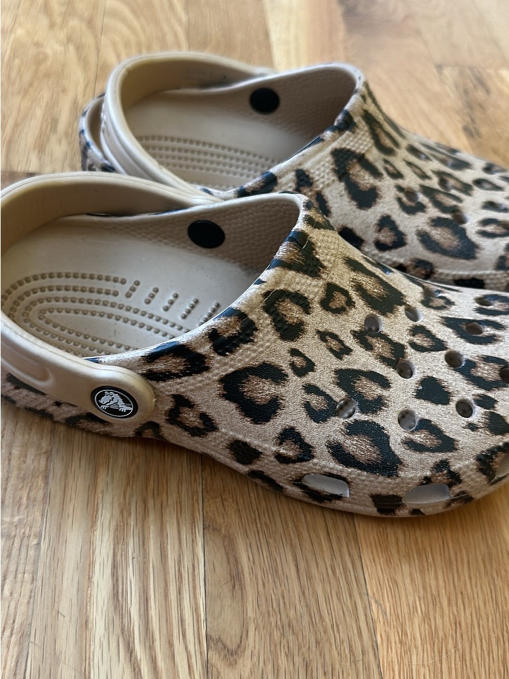 CROCS Kids Leopard Print Clog in Tan and Black